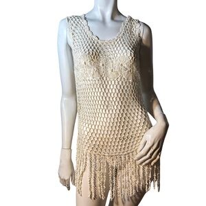 Iris Los Angeles Cream Crochet Mini Cover up/Dress